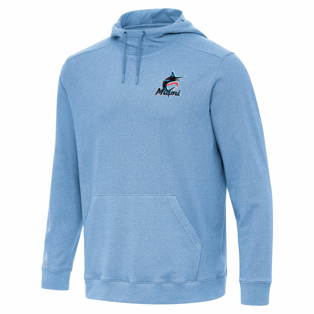Miami Marlins Antigua Cloud Pullover Hoodie - Heather Powder Blue Hoodies
