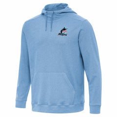 Miami Marlins Antigua Cloud Pullover Hoodie - Heather Powder Blue Hoodies