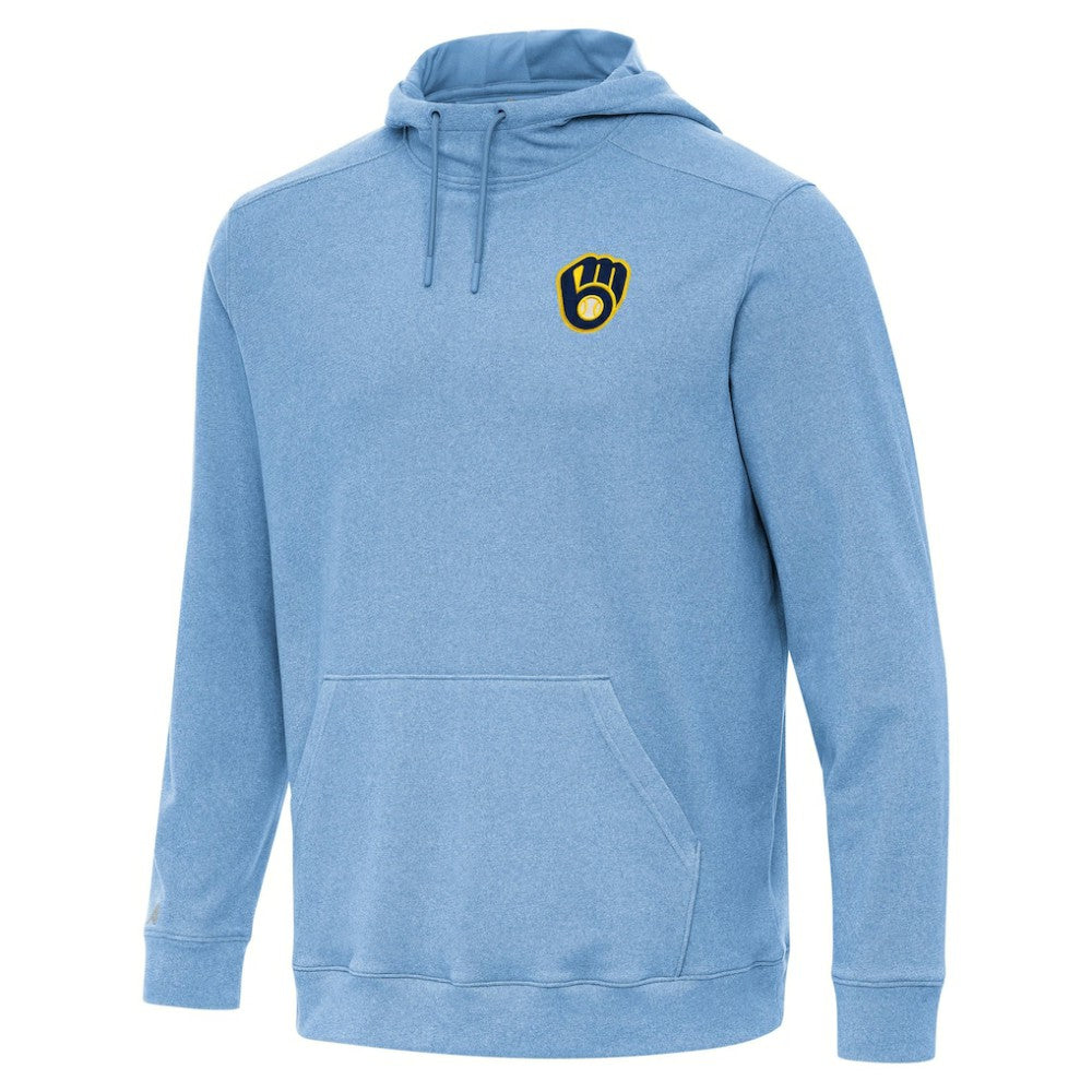 Milwaukee Brewers Antigua Cloud Pullover Hoodie - Heather Powder Blue Hoodies