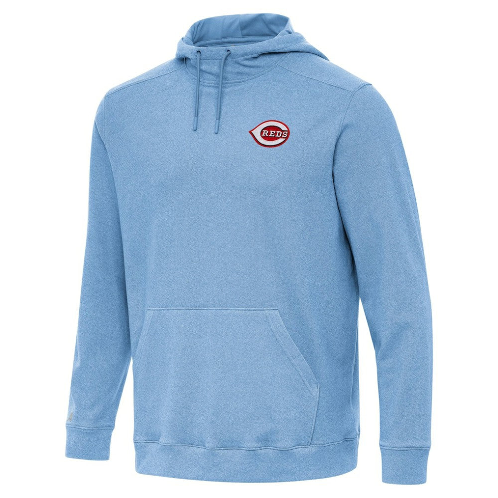 Cincinnati Reds Antigua Cloud Pullover Hoodie - Heather Powder Blue Hoodies