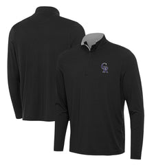 Colorado Rockies Antigua Content Quarter-Zip Top - Black Tops