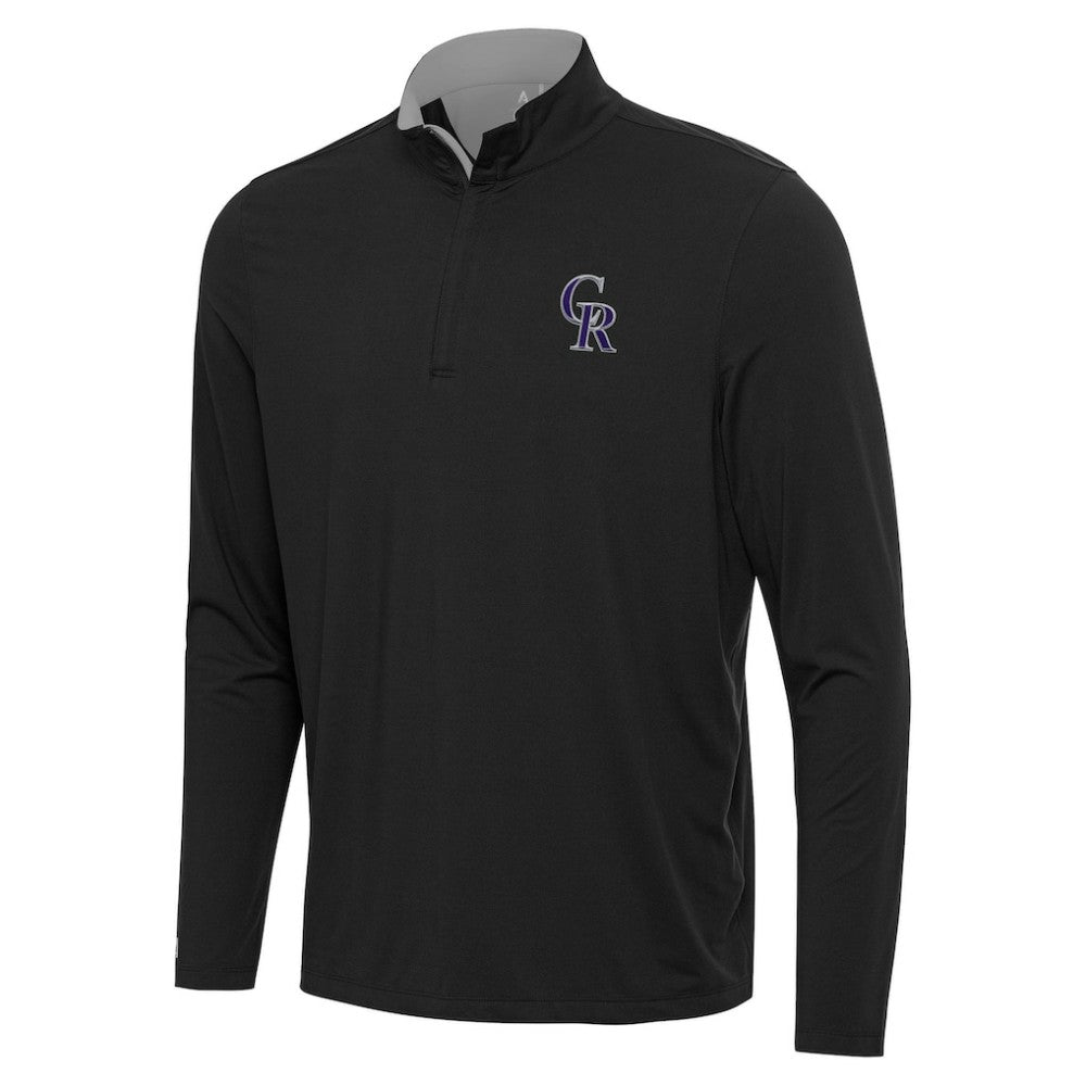 Colorado Rockies Antigua Content Quarter-Zip Top - Black Tops