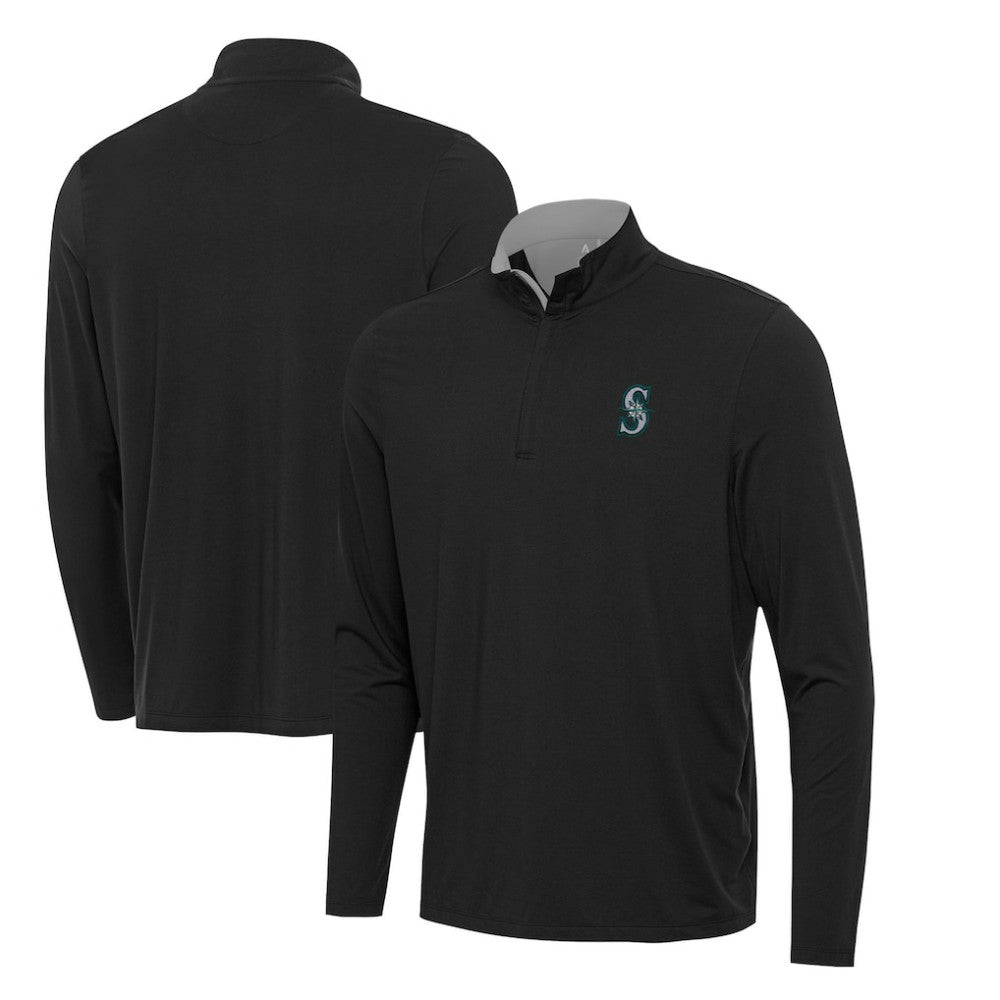 Seattle Mariners Antigua Content Quarter-Zip Top - Black Tops