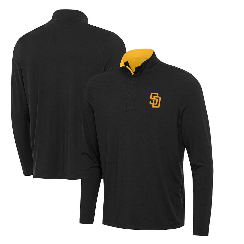 San Diego Padres Antigua Content Quarter-Zip Top - Black Tops
