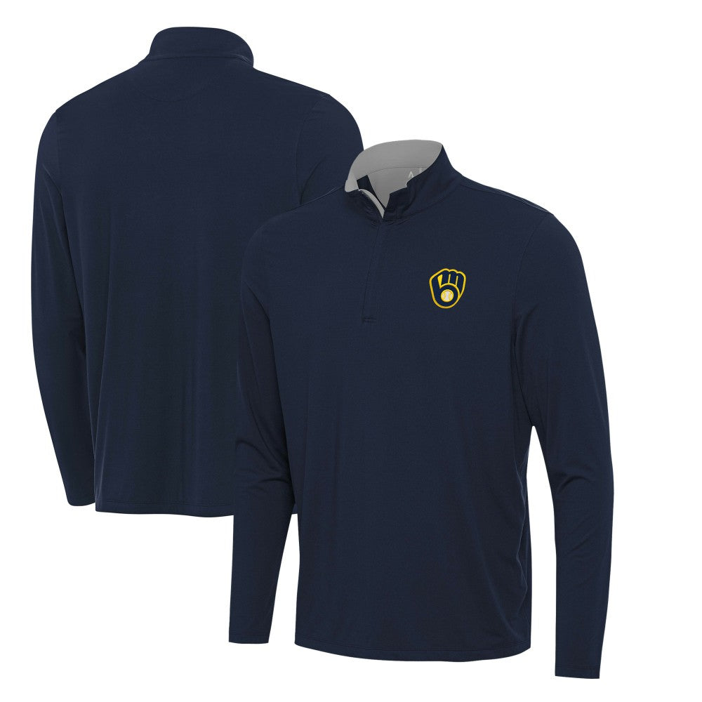 Milwaukee Brewers Antigua Content Quarter-Zip Top - Navy Tops