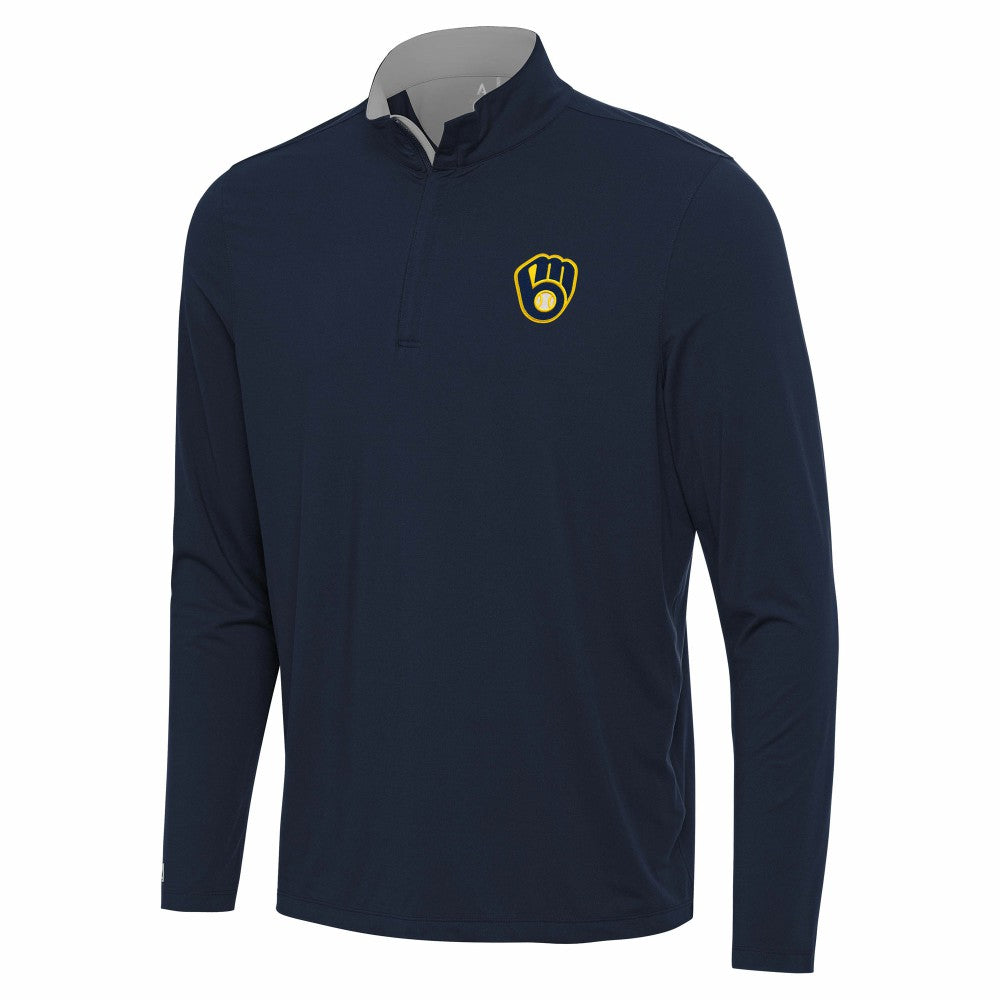 Milwaukee Brewers Antigua Content Quarter-Zip Top - Navy Tops