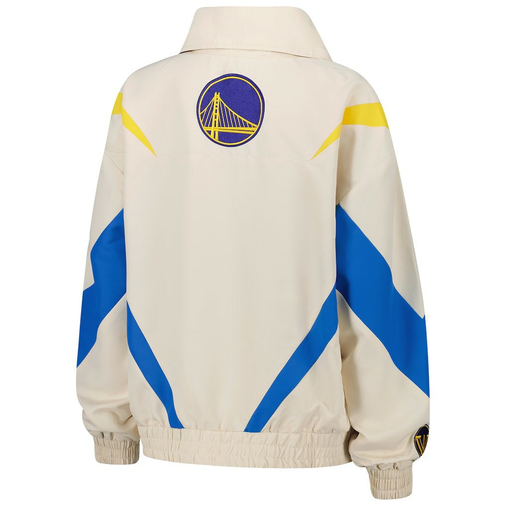 Golden State Warriors Terez Women's Retro Chevron Ripstop Quarter-Zip Windbreaker Jacket White