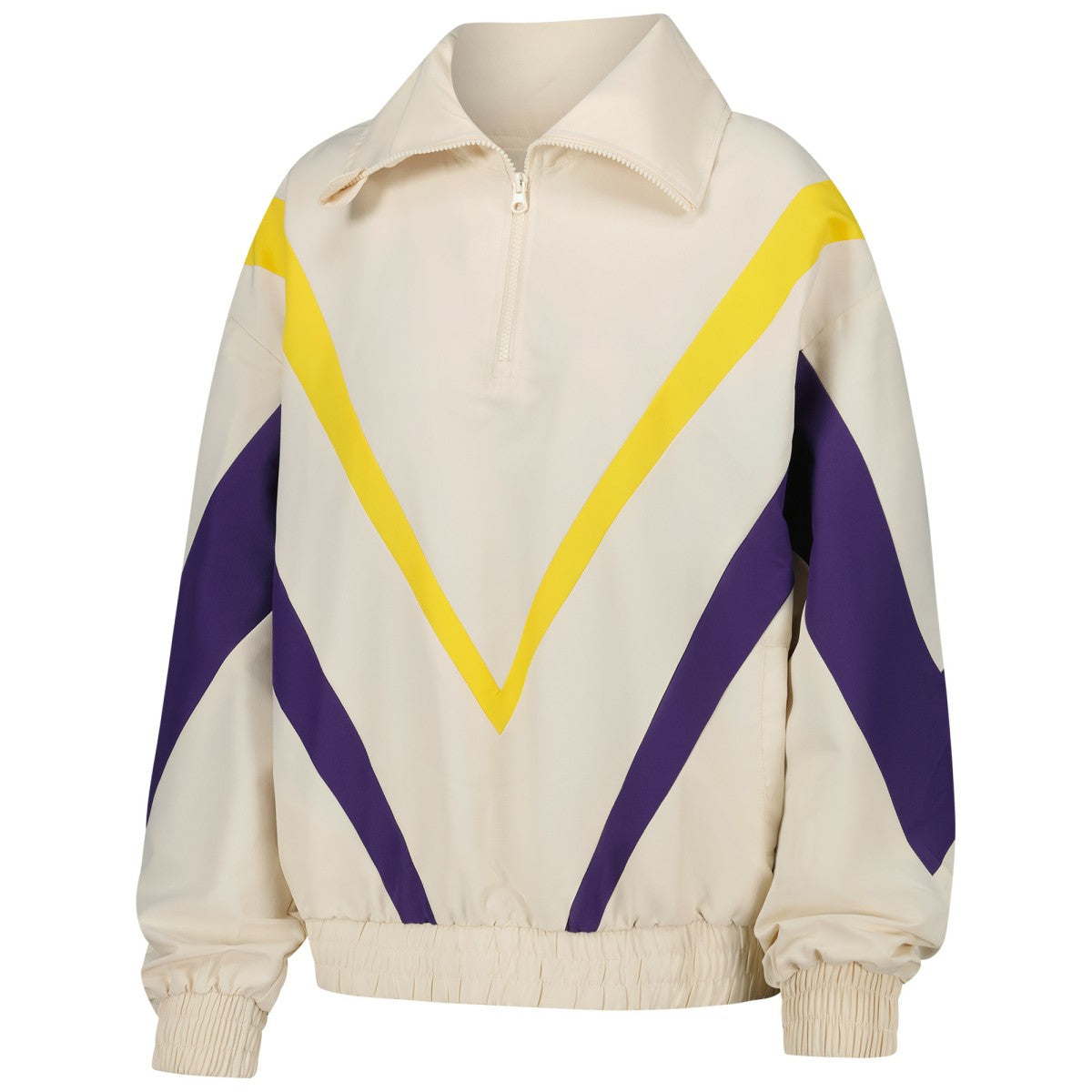 Los Angeles Lakers Terez Women's Retro Chevron Ripstop Quarter-Zip Windbreaker Jacket White