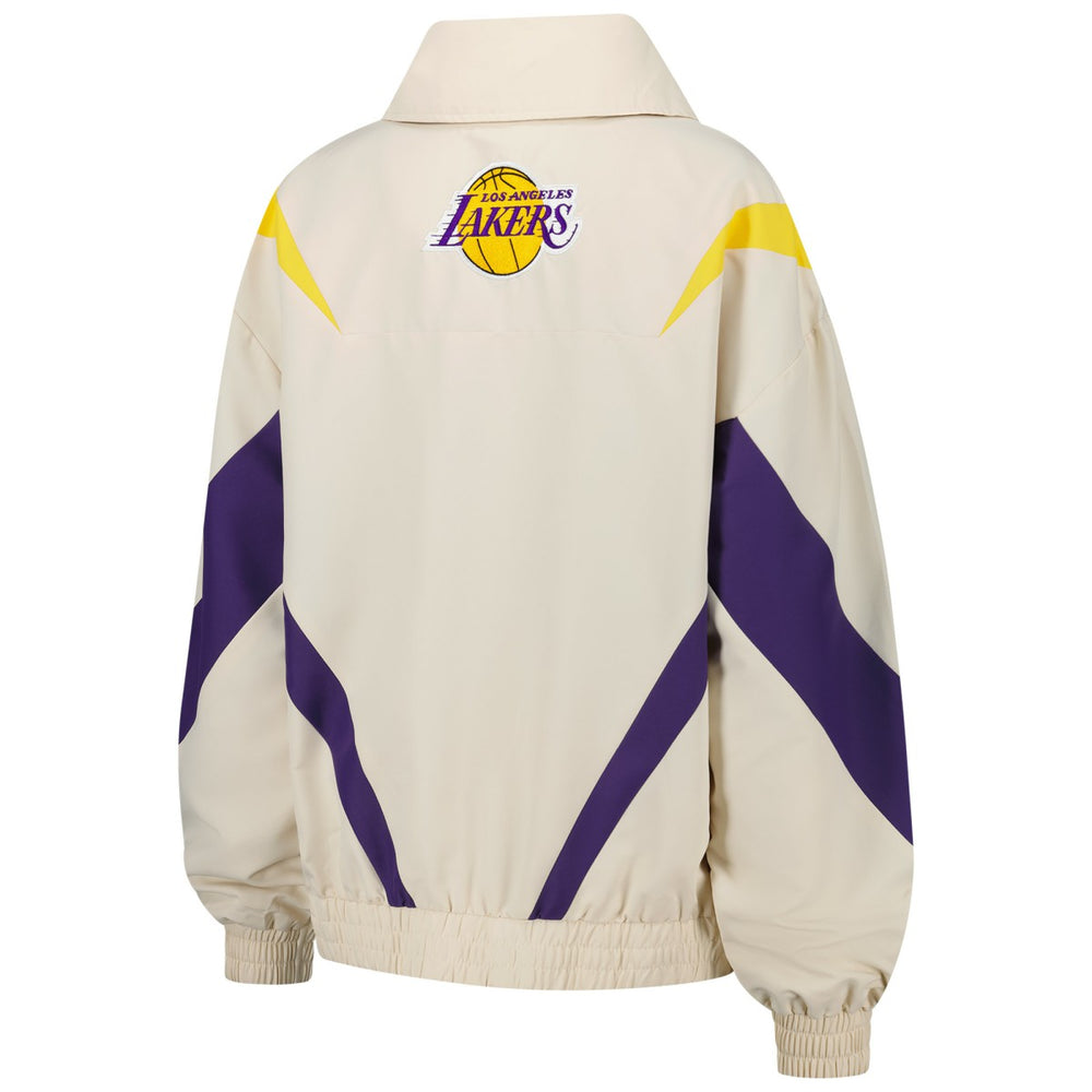 Los Angeles Lakers Terez Women's Retro Chevron Ripstop Quarter-Zip Windbreaker Jacket White