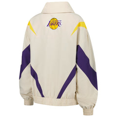 Los Angeles Lakers Terez Women's Retro Chevron Ripstop Quarter-Zip Windbreaker Jacket White