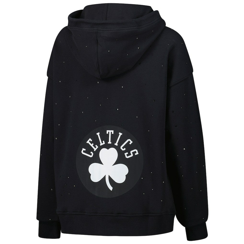 Boston Celtics Terez Women's Oversized Allover Gemstone Full-Zip Hoodie Black