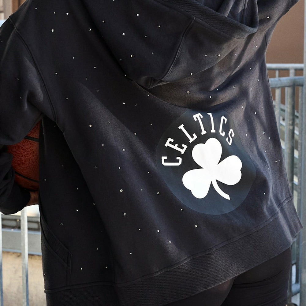 Boston Celtics Terez Women's Oversized Allover Gemstone Full-Zip Hoodie Black