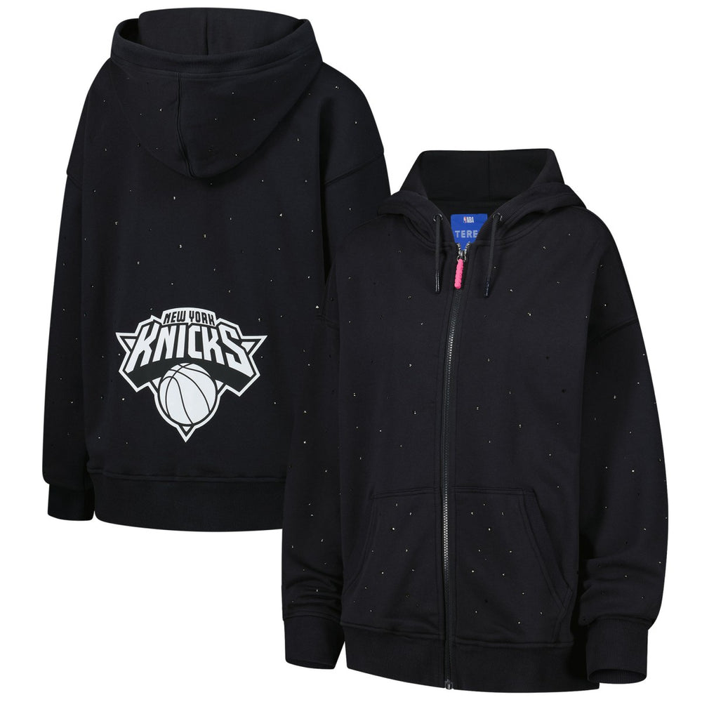 New York Knicks Terez Women's Oversized Allover Gemstone Full-Zip Hoodie Black
