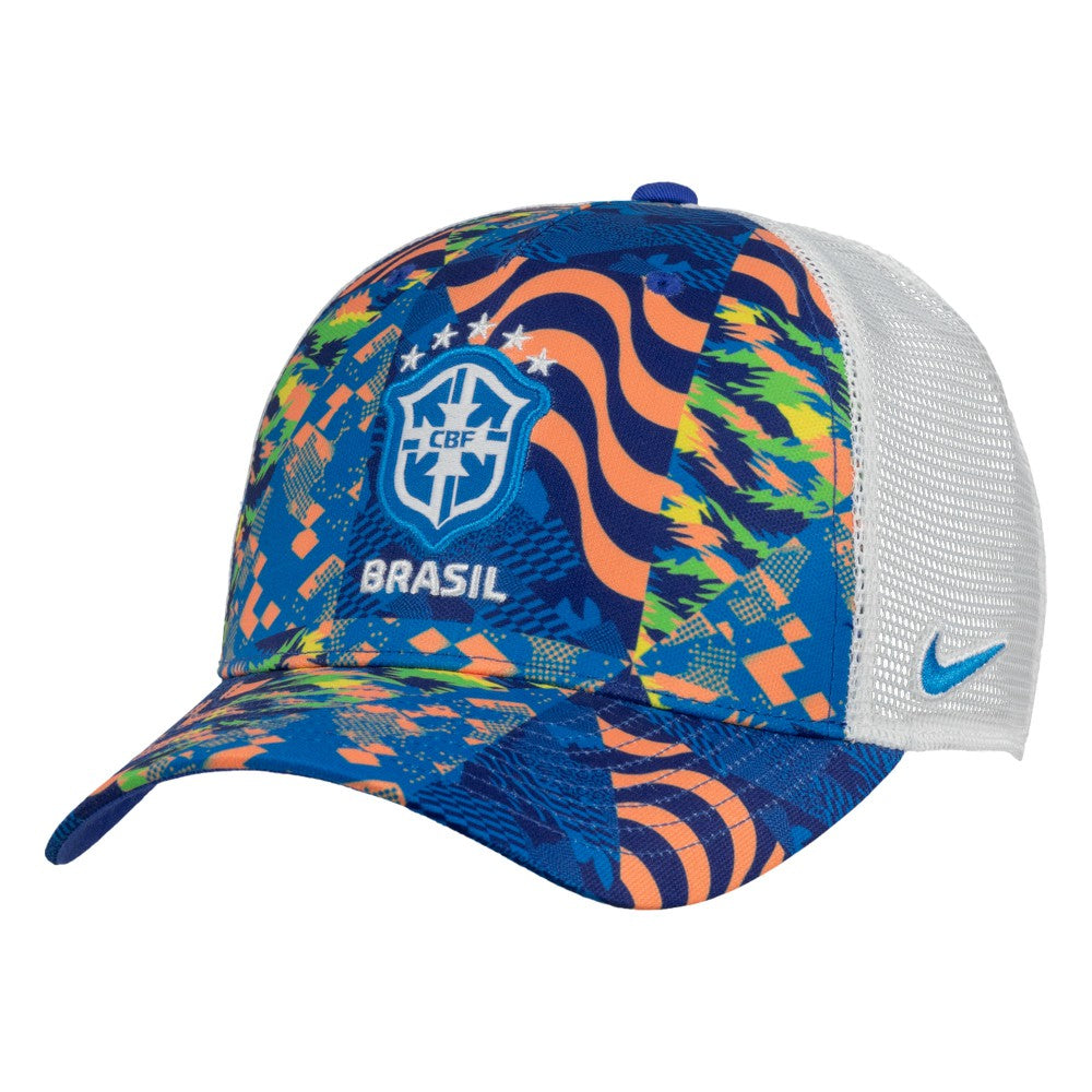 Brazil National Team Unisex Rise Printed Trucker Adjustable Hat Blue