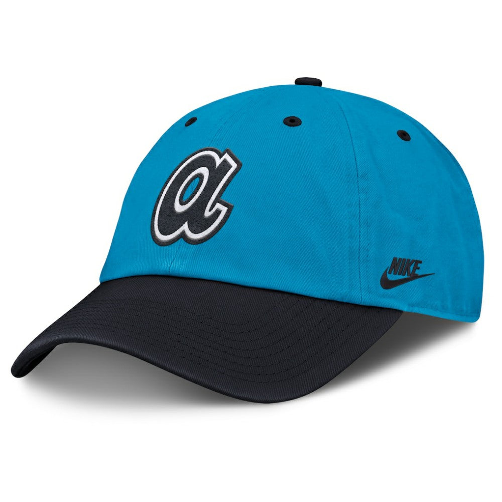 Atlanta Braves Nike Neon 90s Club Adjustable Hat - Blue/Navy Hats