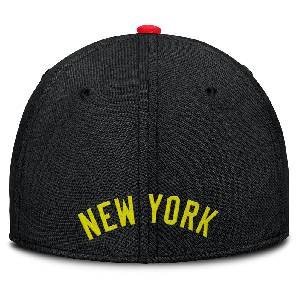New York Yankees Nike Neon 90s Rise SwooshFlex Hat - Crimson/Black Hats