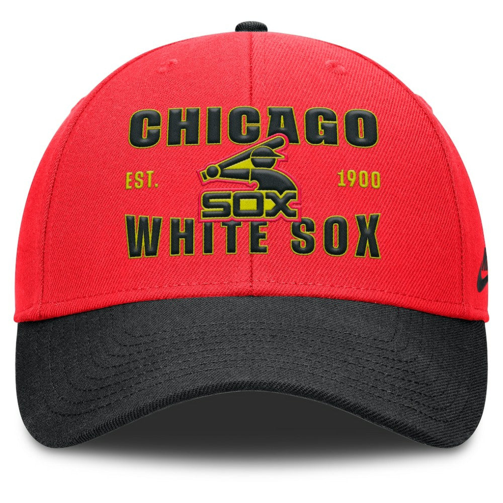 Chicago White Sox Nike Neon 90s Rise Adjustable Hat - Crimson/Black Hats