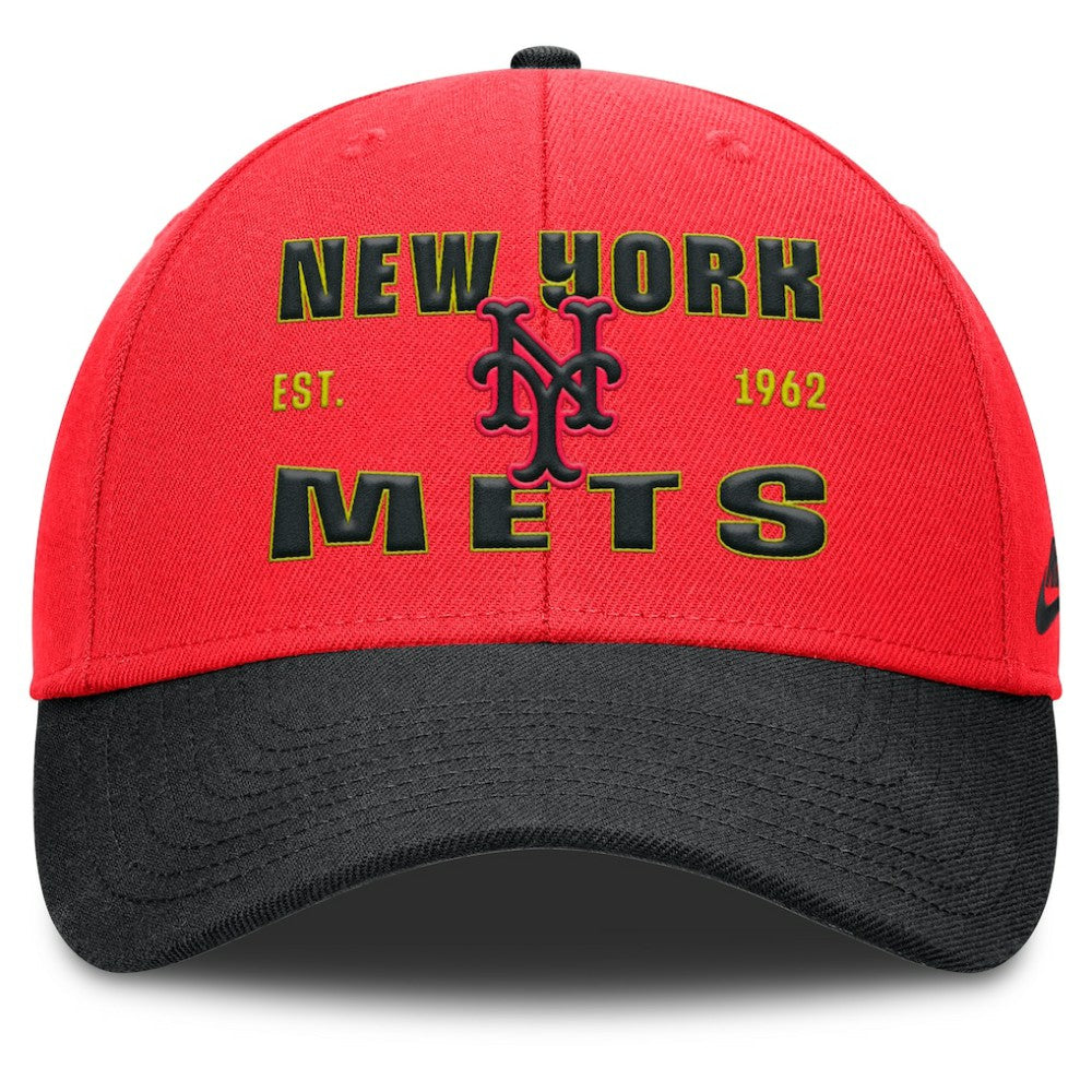 New York Mets Nike Neon 90s Rise Adjustable Hat - Crimson/Black Hats