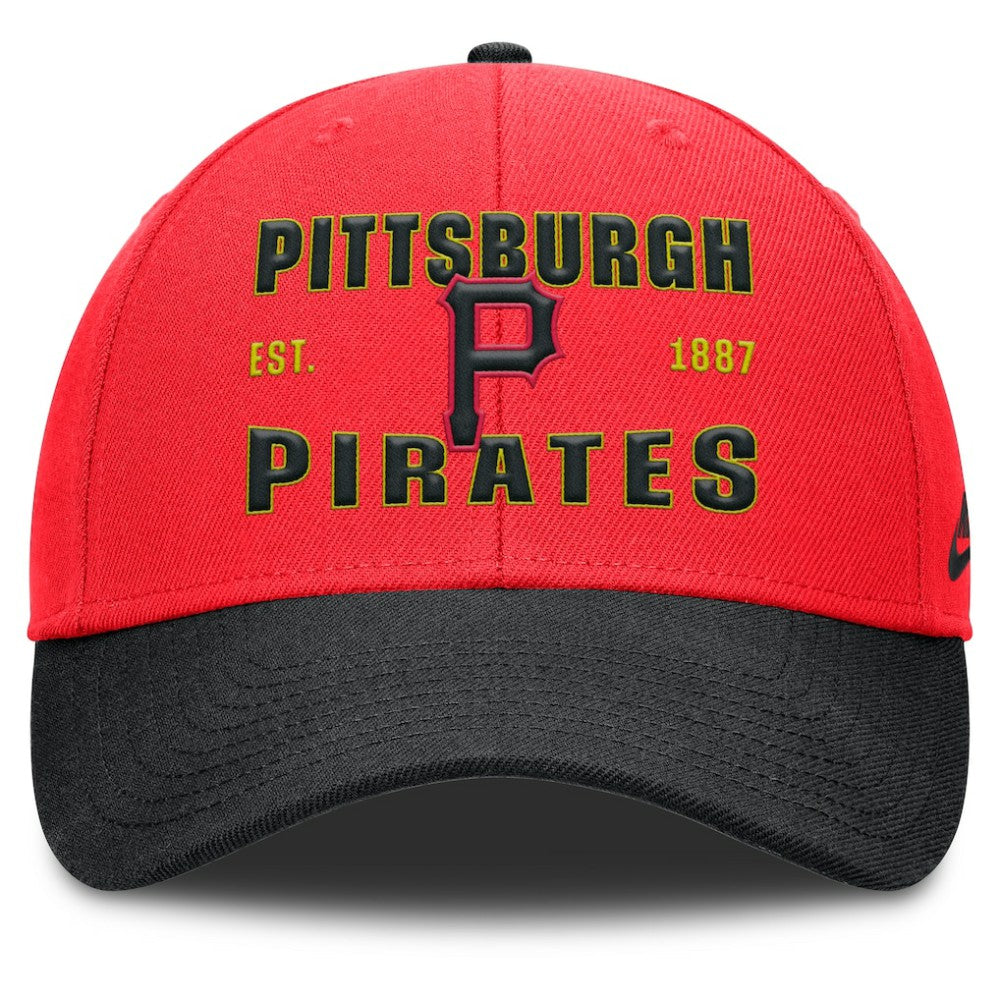 Pittsburgh Pirates Nike Neon 90s Rise Adjustable Hat - Crimson/Black Hats