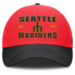 Seattle Mariners Nike Neon 90s Rise Adjustable Hat - Crimson/Black Hats