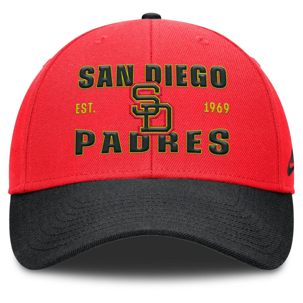 San Diego Padres Nike Neon 90s Rise Adjustable Hat - Crimson/Black Hats