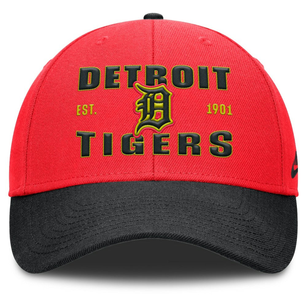 Detroit Tigers Nike Neon 90s Rise Adjustable Hat - Crimson/Black Hats