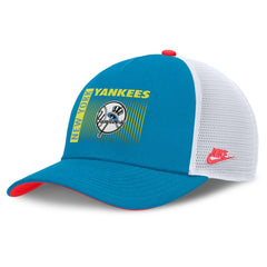 New York Yankees Nike Neon 90s Rise Structured Performance Adjustable Trucker Hat - Blue Hats