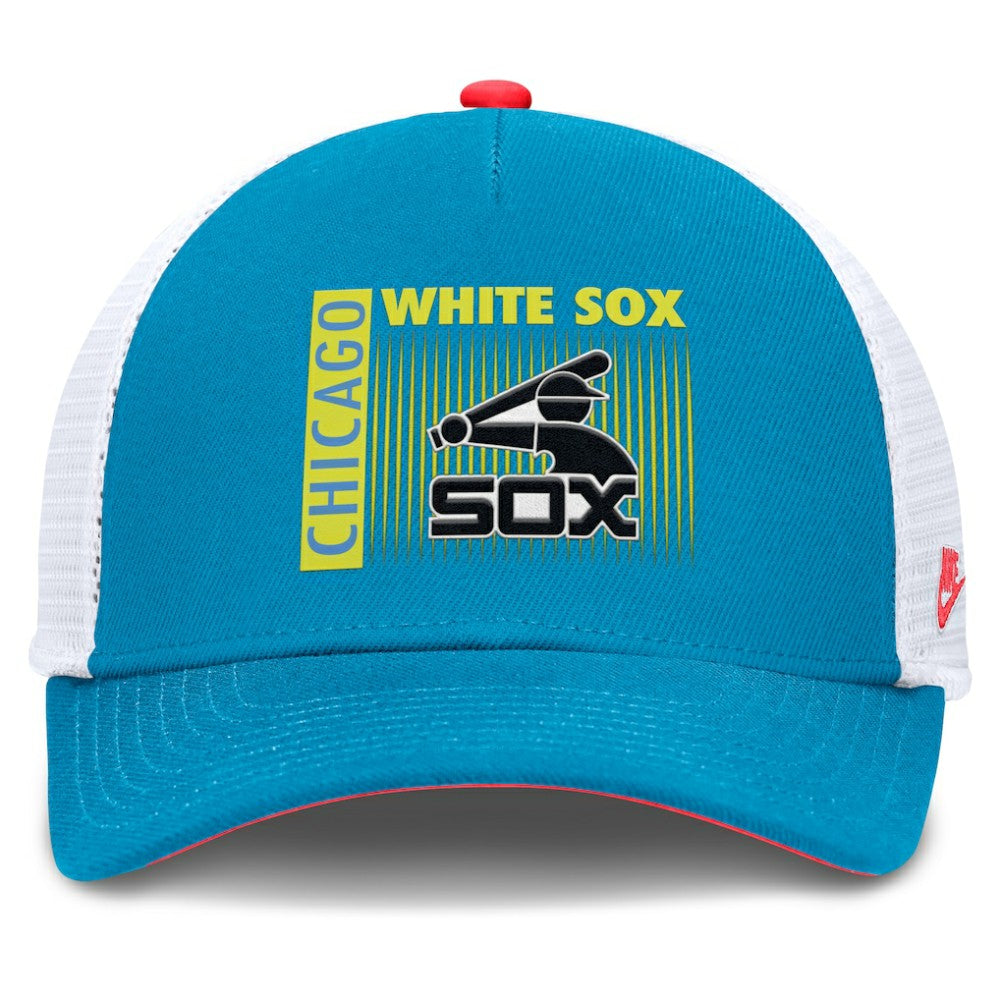 Chicago White Sox Nike Neon 90s Rise Structured Performance Adjustable Trucker Hat - Teal Hats