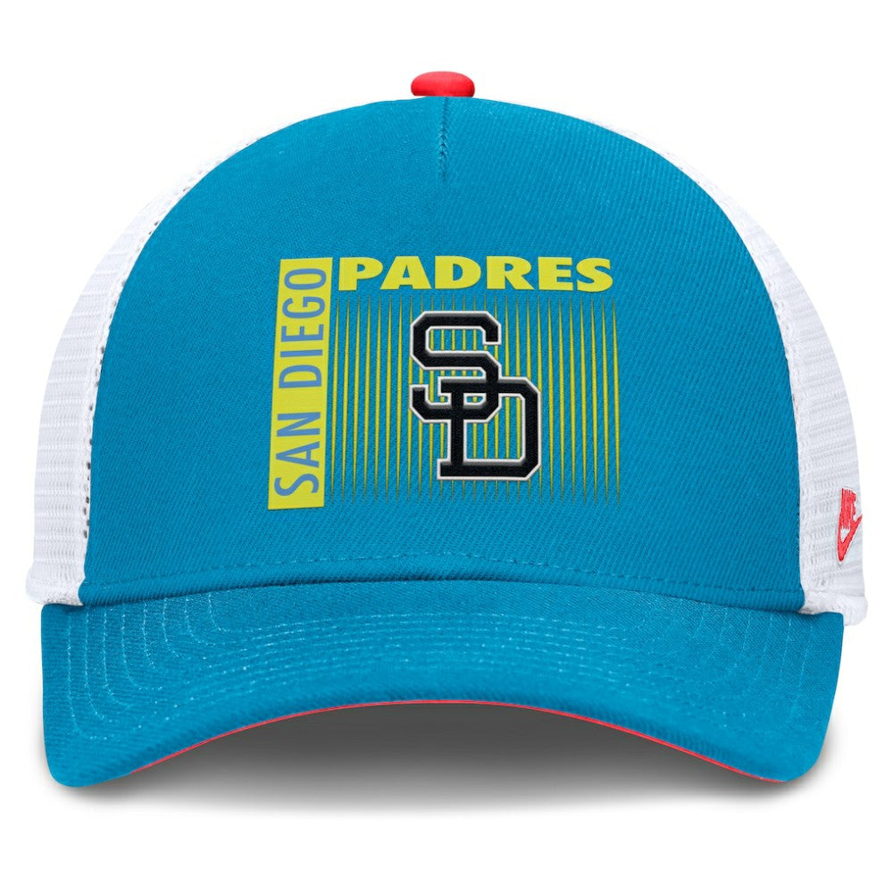 San Diego Padres Nike Neon 90s Rise Structured Performance Adjustable Trucker Hat - Teal Hats