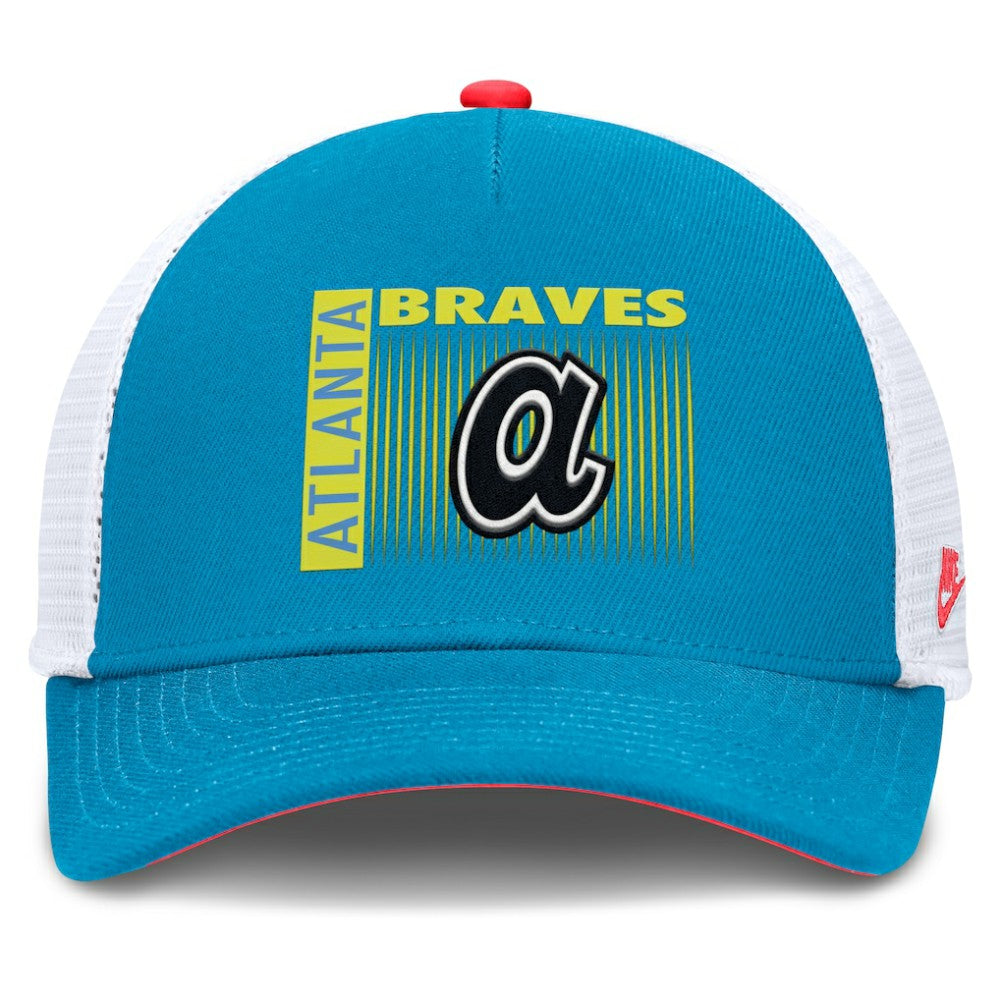 Atlanta Braves Nike Neon 90s Rise Structured Performance Adjustable Trucker Hat - Teal Hats