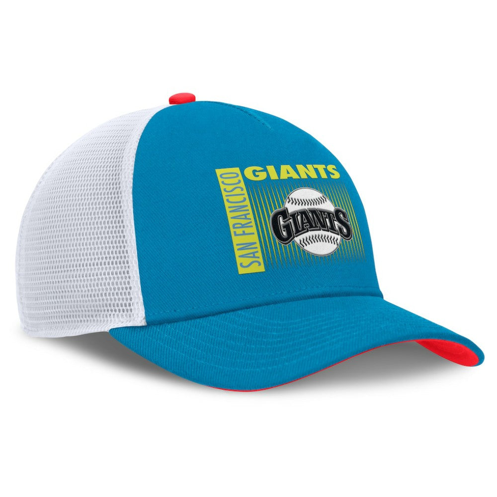 San Francisco Giants Nike Neon 90s Rise Structured Performance Adjustable Trucker Hat - Blue Hats