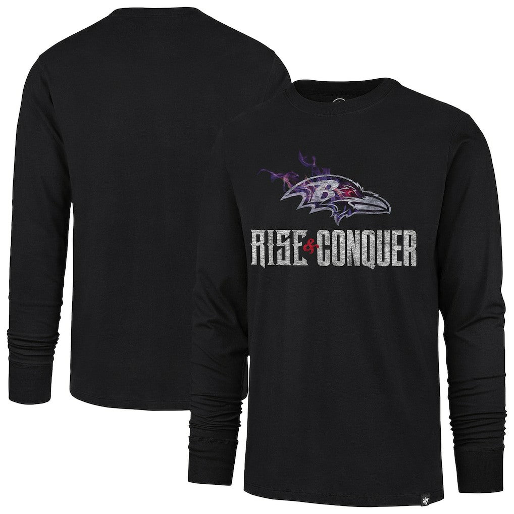 Baltimore Ravens '47 Rise and Conquer Franklin Long Sleeve T-Shirt Black