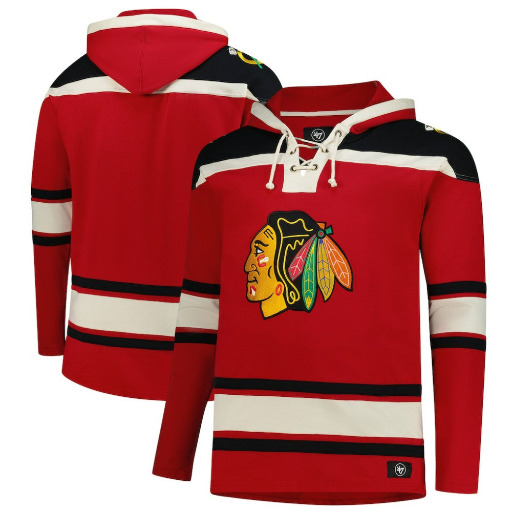 NHL Chicago Blackhawks '47 Big & Tall Superior Lacer Fleece Pullover Hoodie - Red