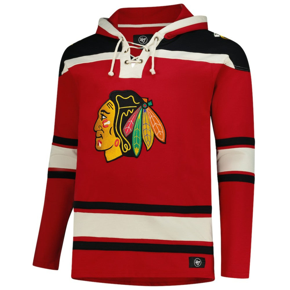 NHL Chicago Blackhawks '47 Big & Tall Superior Lacer Fleece Pullover Hoodie - Red