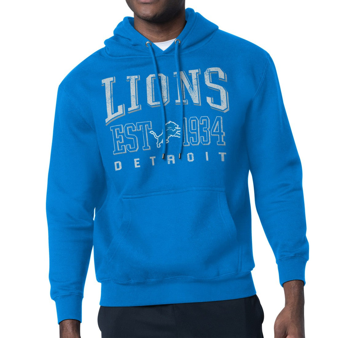 Detroit Lions Starter Retro Team Logo Pullover Hoodie Blue