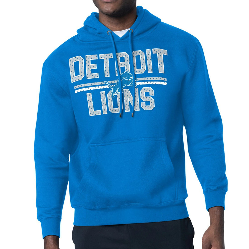 Detroit Lions Starter Mesh Look Retro Team Logo Pullover Hoodie Blue