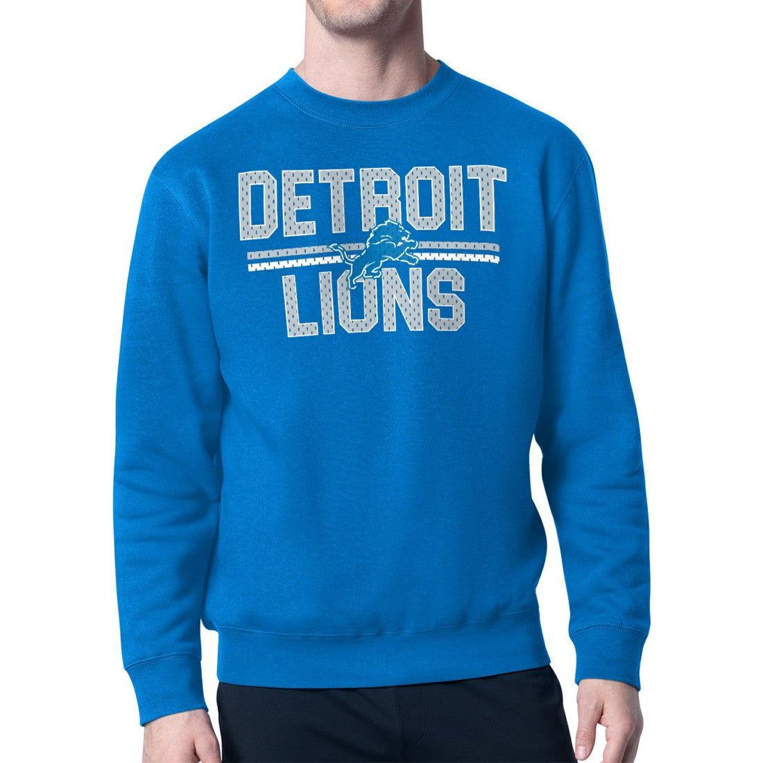 Detroit Lions Starter Mesh Look Retro Team Logo Pullover Sweatshirt  Blue