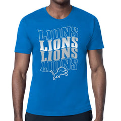 Detroit Lions Starter Four Team Name Retro Logo T-Shirt Blue