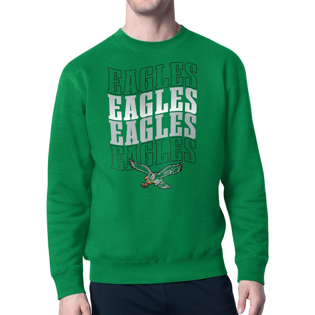 Philadelphia Eagles Starter Team Retro Logo Fleece Tri-Blend Pullover Sweatshirt Kelly Green