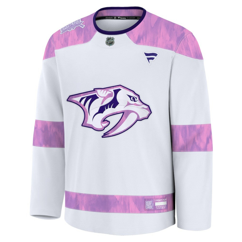 NHL Nashville Predators Fanatics 2024 Hockey Fights Cancer Practice Jersey - White