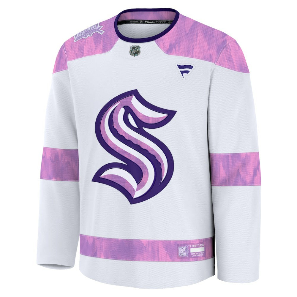 NHL Seattle Kraken Fanatics 2024 Hockey Fights Cancer Practice Jersey - White