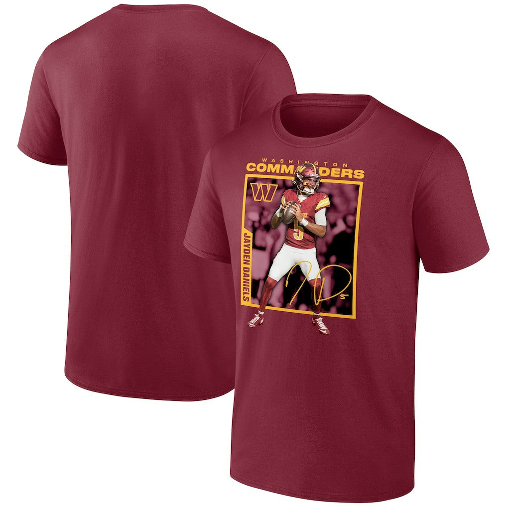 Jayden Daniels Washington Commanders Player Frame T-Shirt Burgundy