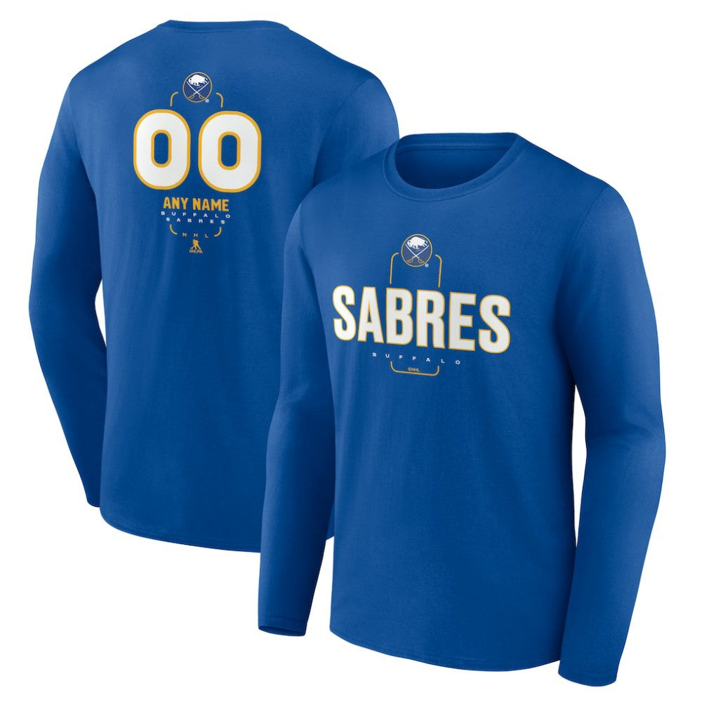 NHL,Custom Buffalo Sabres Personalized Name & Number Midfielder Long Sleeve T-Shirt - Royal