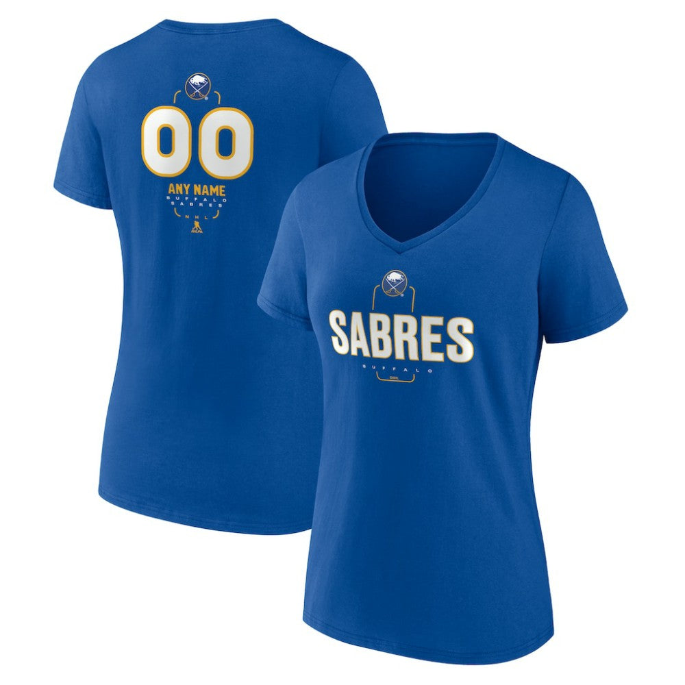 NHL,Custom Buffalo Sabres Women's Personalized Name & Number Midfielder V-Neck T-Shirt - Royal