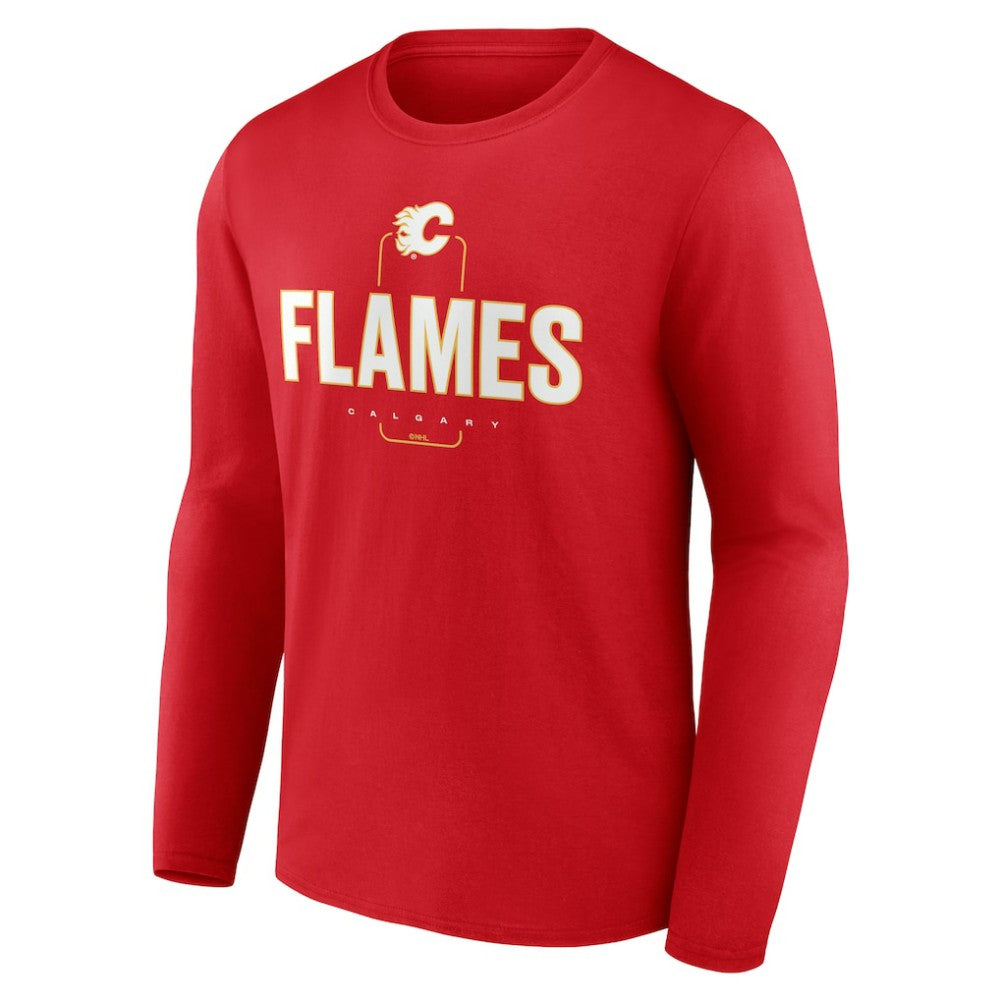 NHL,Custom Calgary Flames Personalized Name & Number Midfielder Long Sleeve T-Shirt - Red
