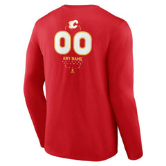 NHL,Custom Calgary Flames Personalized Name & Number Midfielder Long Sleeve T-Shirt - Red