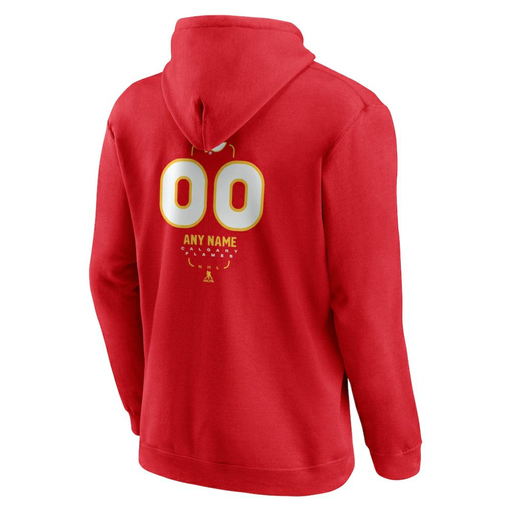 NHL,Custom Calgary Flames Personalized Name & Number Midfielder Pullover Hoodie - Red