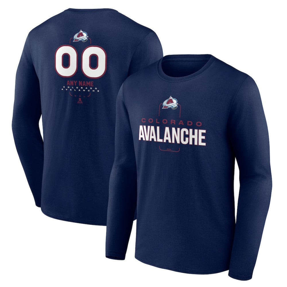 NHL,Custom Colorado Avalanche Personalized Name & Number Midfielder Long Sleeve T-Shirt - Navy