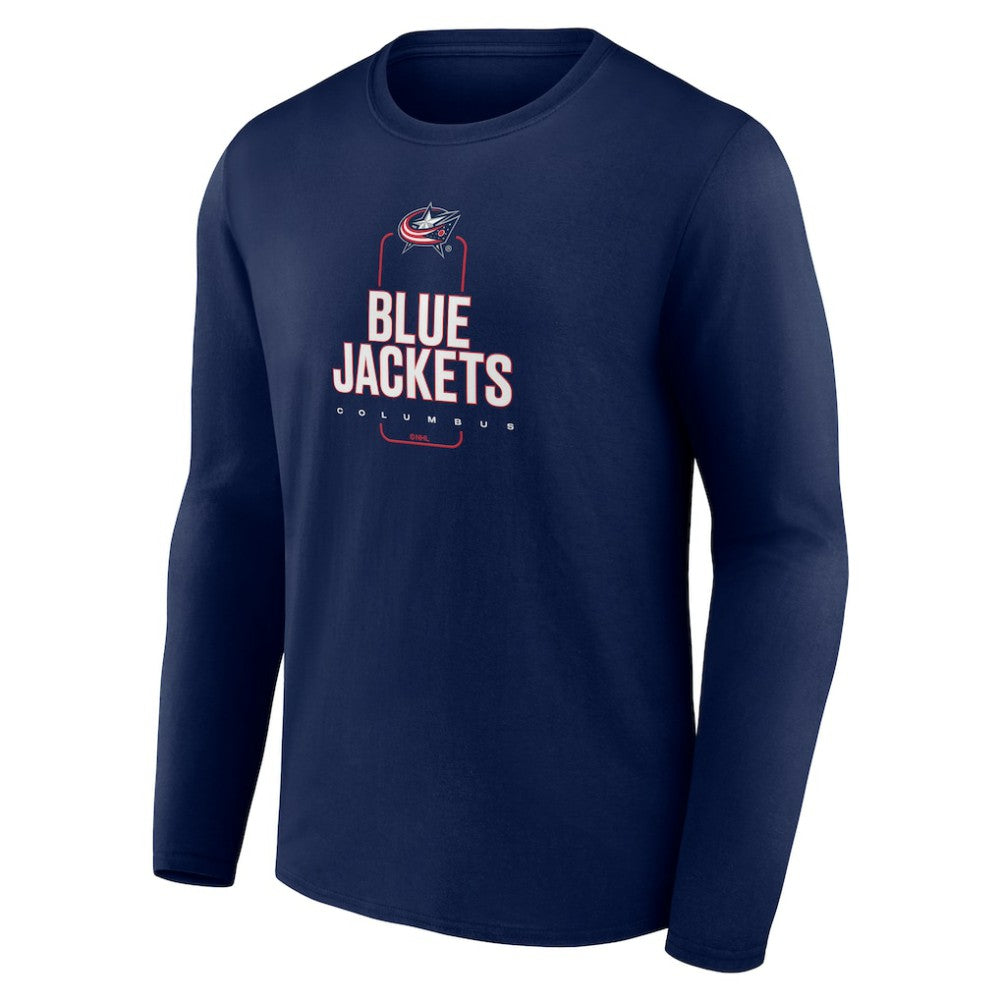 NHL,Custom Columbus Blue Jackets Personalized Name & Number Midfielder Long Sleeve T-Shirt - Navy