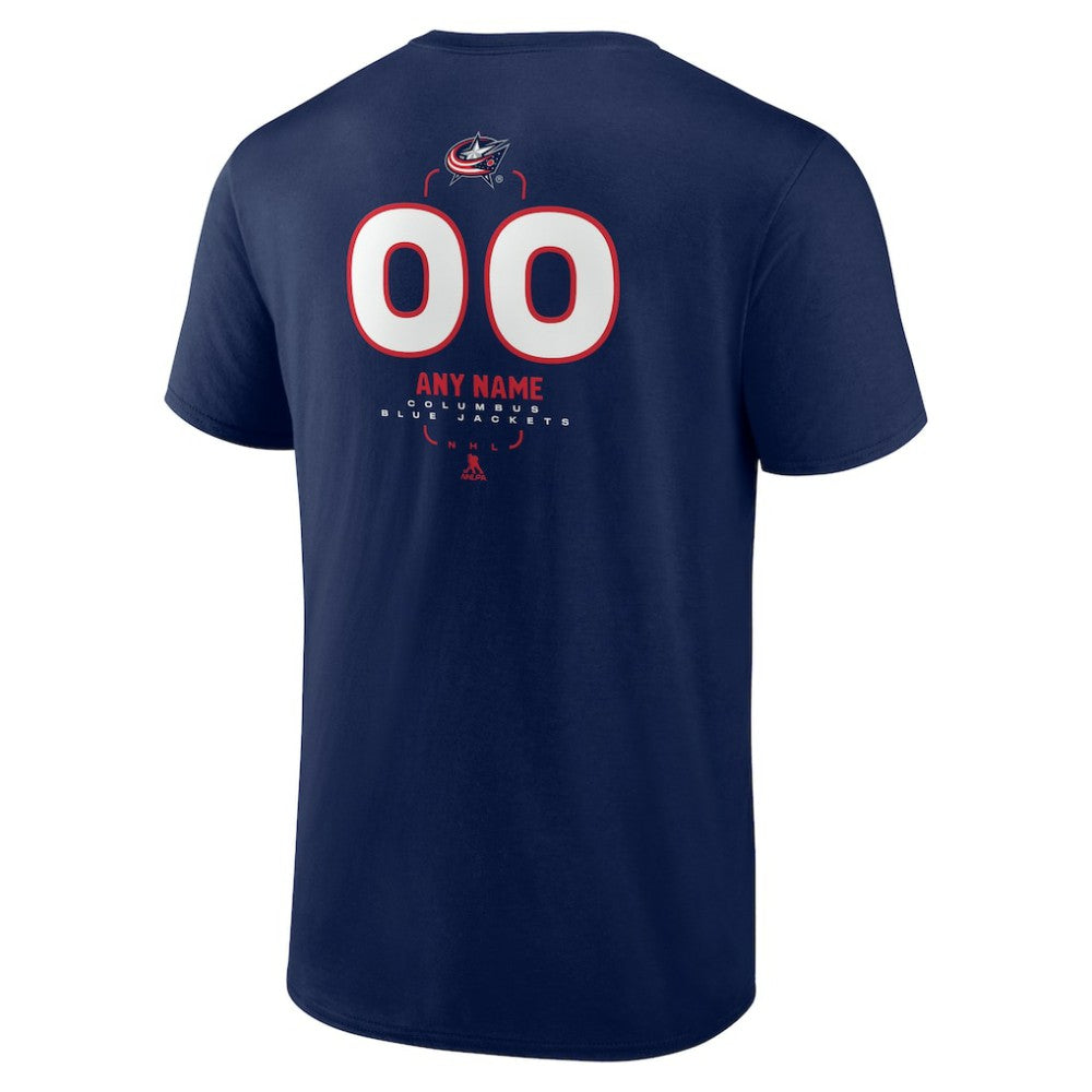 NHL,Custom Columbus Blue Jackets Personalized Name & Number Midfielder T-Shirt - Navy